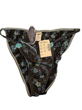Next Generation Kids Floral Bikini Bottom - Black with Blue Flowers